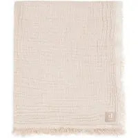 Jollein Deken Wieg Jersey 75x100cm - Fringe Stripe Biscuit/Ivory - GOTS