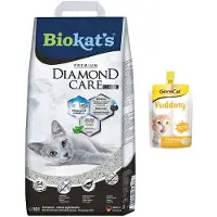 Biokat's Biokat Diamond Care Classic kattenzand, geurvrij - Fijne klontvormende kattenbakvulling van bentoniet met actieve kool en aloë vera - 1 zak (1 x 10 liter)