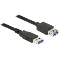 DeLOCK 85058 USB-kabel USB 3.2 Gen1 USB-A stekker, USB-A bus 5.00 m Zwart Vergulde steekcontacten