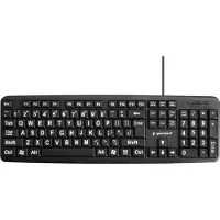 Gembird bedraad USB toetsenbord met grote letters - QWERTY (US) / zwart - 1,5 meter