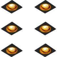 QAZQA Set van 6 Inbouwspot zwart met goud 9,3 cm draai- en kantelbaar - Chuck