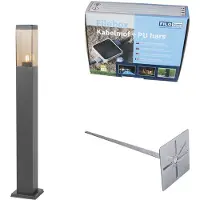 QAZQA Buitenlamp donkergrijs met smoke glas met grondpin en kabelmof 80cm IP44 - Malios