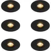 QAZQA Set van 6 Moderne inbouwspot zwart 12 cm - Buco