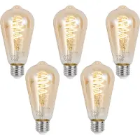 Luumr Set van 5 slimme E27 dimbare LED lampen ST64 Amber 4.9W 320 lm 2500K Zigbee