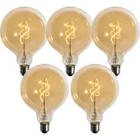 LUEDD Set van 5 E27 dimbare LED-lampen spiraalvormig filament goud G125 4W 270 lm 2200K