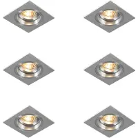 QAZQA Set van 6 Inbouwspots Vierkant Aluminium Verstelbaar - Chuck
