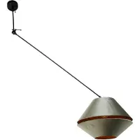 QAZQA Hanglamp zwart met dubbele velours lampenkap groen met gouden binnenkant - Blitz