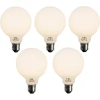 LUEDD Set van 5 E27 dimbare LED lamp opaal G95 5W 450 lm 2700K