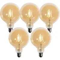 LUEDD Set van 5 E27 3-staps dimbare LED goud G125 4W 450lm 2700K