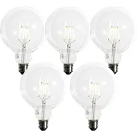 LUEDD Set van 5 E27 dimbare LED spiraal filament G125 5W 450 lm 2200K
