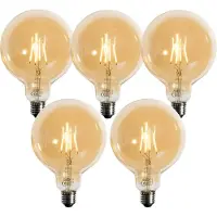 LUEDD Set van 5 E27 dimbare LED lampen goud G125 4.9W 450 lm 2200K