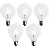 LUEDD Set van 5 E27 dimbare LED lamp G95 5W 450 lm 2700K