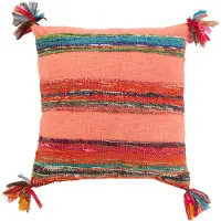 J-Line Cushion chindi tassels cotton/polyester pink