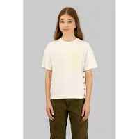 G-Star T-shirt ecru Meisjes Katoen Ronde hals Printopdruk - maat 152