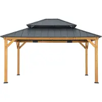 Sunjoy Gazebo luxe tuinpaviljoen in cedarwood met hip-roof hard-top dak 450 x 390cm