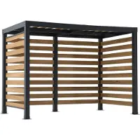 Sunjoy Pergola met zwart stalen powder coated frame en rondom cedarhout lamellen 313x191cm