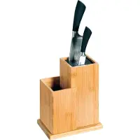 Kesper Bamboe houten - Messenblok zonder messen - Messenhouder met vak keukengerei houder - Messenblok Universeel - 18.5x12.7x24 Cm