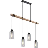 Globo Hanglamp Hadera 4 Lichts Zwart Met Smoke Glas