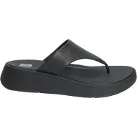 FitFlop Women F-Mode Leather Flatform Toe-Post All Black-Schoenmaat 40