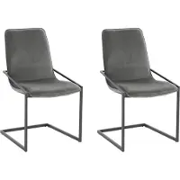 Notio Living Viggo-Eetkamerstoel - Grijs Fluweel - Set van 2