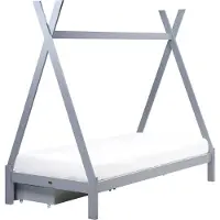 Beliani DEVAY - Kinderbed met opbergruimte - Grijs - 90 x 200 cm - Grenenhout