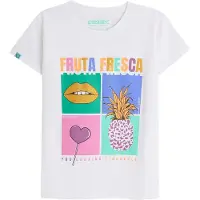 4PRESIDENT T-shirt wit Meisjes Stretchkatoen Ronde hals Printopdruk - maat 92