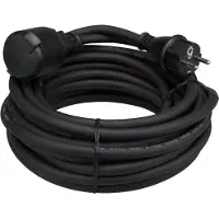 Velleman Verlengkabel, H05RR-F 3G2.5, 10 m, 16 A/230 V, 3680 W, type E/F, IP44, rubber, zwart