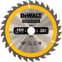 DeWalt Cirkelzaagblad voor Hout | Construction | Ø 160mm Asgat 20mm 30T - DT1932-QZ