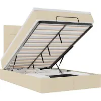 vidaXL Ottoman bed met matras 120x200cm stof crèmekleurig