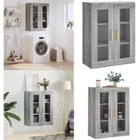 vidaXL Hangkast 69,5x34x90 cm grijs sonoma eikenkleurig - Wandkast - Wandkasten - Hangkast - Hangende Kast