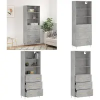 vidaXL Hoge kast 69,5x34x180 cm bewerkt hout betongrijs - Hoge Kast - Hoge Kasten - Dressoir - Buffetkast