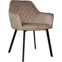 Lizzely Garden & Living SET DEAL: 6 stuks Eetkamerstoel met armleuning Yurgan taupe velvet eetstoel zetel