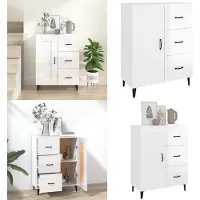 vidaXL Dressoir 69,5x34x90 cm bewerkt hout hoogglans wit - Dressoir - Dressoirs - Kast - Wandkast