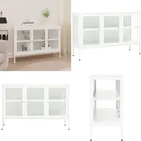 vidaXL Dressoir 105x35x70 cm staal en glas wit - Dressoir - Dressoirs - Kast - Kasten