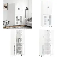vidaXL Hoge kast 69,5x34x180 cm bewerkt hout wit - Hoge Kast - Hoge Kasten - Dressoir - Buffetkast