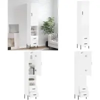 vidaXL Hoge kast 34,5x34x180 cm bewerkt hout wit - Hoge Kast - Hoge Kasten - Dressoir - Buffetkast