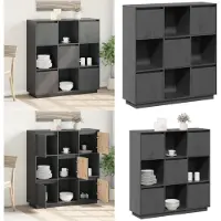 vidaXL Hoge kast 110,5x35x117 cm massief grenenhout grijs - Hoge Kast - Hoge Kasten - Kast - Massief Houten Kast