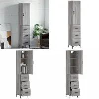 vidaXL Hoge kast 34,5x34x180 cm bewerkt hout grijs sonoma eikenkleurig - Hoge Kast - Hoge Kasten - Dressoir - Buffetkast
