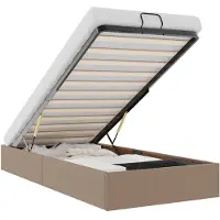 vidaXL Bedframe zonder matras 90x200 cm kunstleer cappuccinokleurig