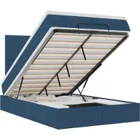 vidaXL Ottoman bed met matras en LED's 120x200cm stof blauw