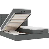 vidaXL Ottoman bed met matrassen 160x200cm stof donkergrijs