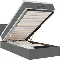 vidaXL Bed poef met matras en LED's stof 80x200 cm donkergrijs
