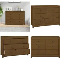 vidaXL Dressoir 100x40x72 cm massief grenenhout honingbruin - Wandkast - Wandkasten - Kast - Buffetkast