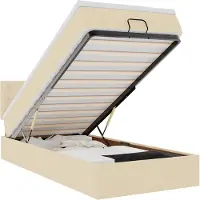 vidaXL Ottoman bed met matras 90x190cm stof crèmekleurig