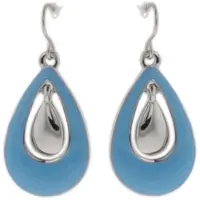 Behave - Oorbellen - Oorhangers - Druppelvorm - Blauw - Zilverkleur - Dames - Elegant & Tijdloos - 3 cm