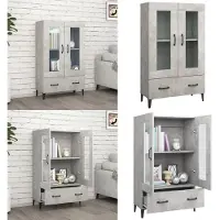 vidaXL Hoge kast 70x31x115 cm bewerkt hout betongrijs - Hoge Kast - Hoge Kasten - Hoge Kast Met Lade - Kast