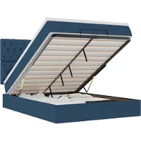 vidaXL Ottoman bed met matras 140x190cm stof blauw