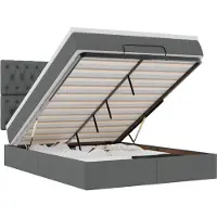 vidaXL Ottoman bed met matras 140x190cm stof donkergrijs