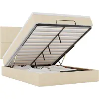 vidaXL Ottoman bed met matras en LED's 140x190cm stof crèmekleurig