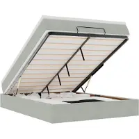 vidaXL Ottoman bed met matras 140x190cm fluweel lichtgrijs